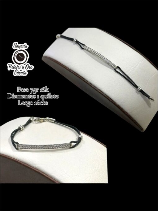 Pulsera de Placa en oro blanco 18k con Diamantes