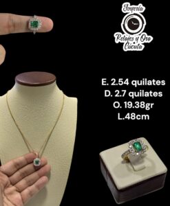 Cadena y Anillo en Esmeralda Con Diamantes